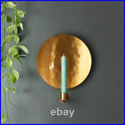 Set of 2 Moroccan Round brass Gold Leaf Holder Wall Sconce