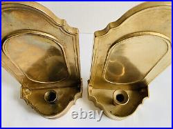 Set of 2 Solid brass vintage candleholder for wall and table. Large an heavy