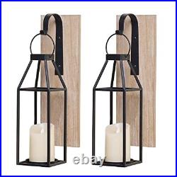 Set of 2 Wood and Metal Wall Sconce Candle Holder- Wall Candle Holder with