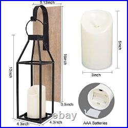 Set of 2 Wood and Metal Wall Sconce Candle Holder- Wall Candle Holder with