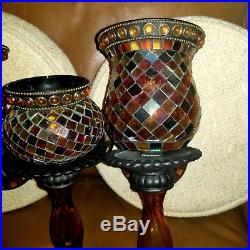 Set of 3 Partylite Global Fusion Mosaic Peg Candle Holders Wall Mount Sconces