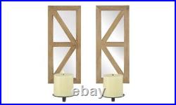 Set of 4 Rustic Geometric Wall Hanging Mirror Pillar Candle Holder 14.5 tall
