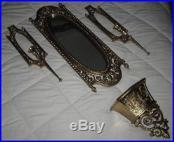 Set of 4=VTG Homco Syroco Oval Framed Wall Mirror/Candle Holders/Planter Gold