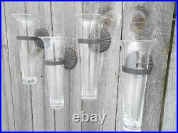 Set of 4 Vintage Black Wrought Iron Wall Sconce Candle Holder withCandles WB2A