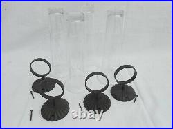 Set of 4 Vintage Black Wrought Iron Wall Sconce Candle Holder withCandles WB2A