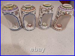Set of 4 hand-painted ceramic candle sconces from Portugal