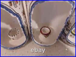 Set of 4 hand-painted ceramic candle sconces from Portugal