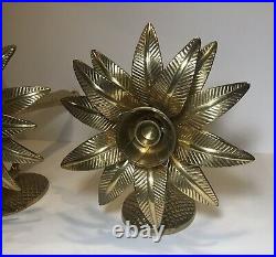 Set of Brass Pineapple Candle Sconces 16 Base Hollywood Regency Wall Lights