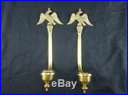 Set of Harvin Brass Eagle Wall Sconces Candle Holders