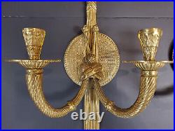 Set of Vintage Brass Tassel Candle Wall Sconce Double Arm Decorative Crafts Inc