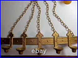 Sexton Large 5 Candle Wall Sconce Vtg 1966 Gold Medieval Gothic Metal USA Made