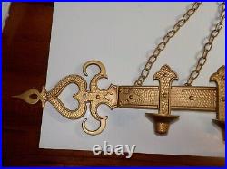 Sexton Large 5 Candle Wall Sconce Vtg 1966 Gold Medieval Gothic Metal USA Made