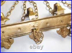 Sexton Large 5 Candle Wall Sconce Vtg 1966 Gold Medieval Gothic Metal USA Made