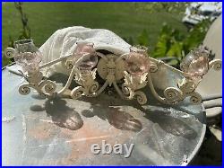 Shabby chic VINTAGE LARGE 36 Inch IRON WALL CANDELABRA Or bathroom light Fixture