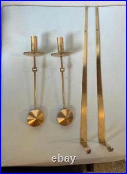 Skultuna 1607 Sweden Two brass candlesticks for wall hanging PIERRE FORSEL