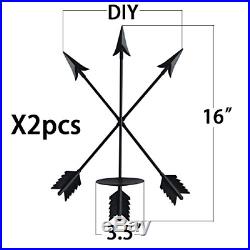 Smtyle DIY Arrow Candle Holders Set of 2 for Wall Decor with Black Iron 3.5 for