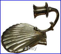 Solid Brass Seashell Sconces Wall Candle Holders Lot #04-27
