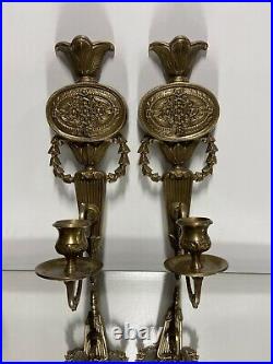 Solid Brass Victorian Design Style Candlestick Candle Holders Wall Sconces