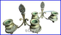 Solid Brass Wall Mount Double Candle Holder Sconces Antique Old Pair Set