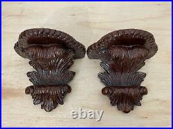 Solid Wood Hand-Carved Vintage Antique Wall Sconce Shelves 12 H x 9 W Nice