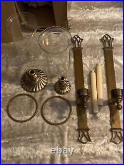Solid brass wall sconces ART DECOwithglass Inserts Brass Ring & 2candle Holder 8