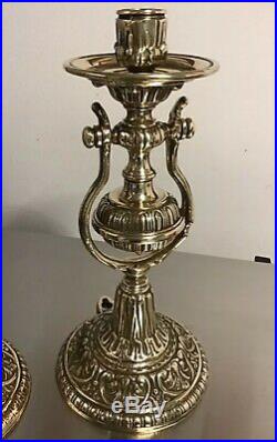 Stunning 2 Antique Brass Candlesticks Nautical Wall Sconce Gimbal Candle Holders