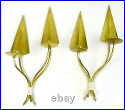 Stunning Pair Of MID Century Brass & String Wall Candle Holders Sconces 50s