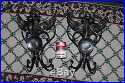 Stunning Winged Gargoyle Griffin Wall Mount Sconce Candle Holder-Pair-Steel Mtl