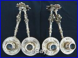 Superb Set Victorian Bronze Brass Piano Wall Sconces Candle Holders
