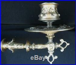 Superb Set Victorian Bronze Brass Piano Wall Sconces Candle Holders