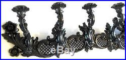 Syroco 1966 Black Plastic Dramatic 4 Foot 9 Taper Candle Wall Sconce Candelabra