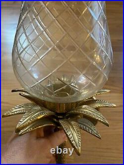 TWO BRASS 21 PINEAPPLE PALM TREE WALL SCONCES WithGLASS SHADES MADE IN INDIA