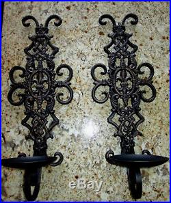 TWO, Iron, Fleur de Lis, 20, Wall, Pillar, Candle Sconces, Candle holders, New