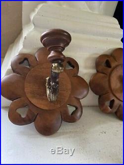 Tell City Chair Co. Wall Candle Holders Wood Metal Antique Scones Maple Andover