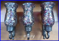 The Bombay Company Mosaic Glass Metal Candle Wall Sconce 12 Set Of 3