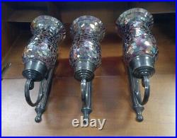 The Bombay Company Mosaic Glass Metal Candle Wall Sconce 12 Set Of 3