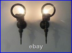True Antique 100+ Years! 2 Bronze, Wall Candleholders withMagnifiers