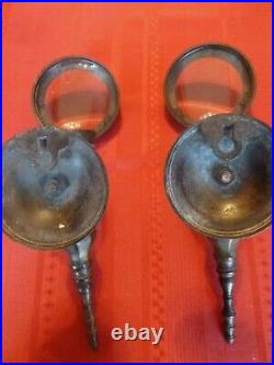 True Antique 100+ Years! 2 Bronze, Wall Candleholders withMagnifiers