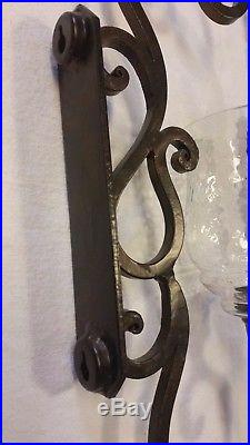 Tuscan Large IRON Scroll Wall Sconce Candle Holder 23 PAIR (2) HEAVY