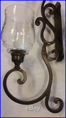 Tuscan Large IRON Scroll Wall Sconce Candle Holder 23 PAIR (2) HEAVY DUTY
