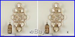 Two Large 43 Hand Forged Gold Leaf Metal Wall Art Sconce Six Candle Holder