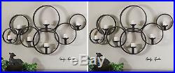 Two Large 65 Black Hand Forged Metal Decorative Wall Sconce Candleholders
