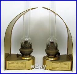 Two Vintage DHR Holland Oil Lamps Brass Reflector Nautical Ship Table or Wall