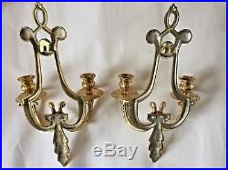 Two Vintage Large Solid Metal / Bronze, Wall Candle Holders