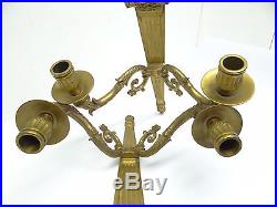 Two Vintage Used Solid Brass Metal Heavy Two Arm Wall Sconce Candle Holders Old