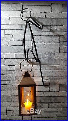 UNIQUE Metal Art Gift Metal Climbing Man Lantern Candle Tea Light Holder Wall