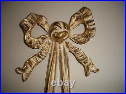 VINTAGE HEAVY BRONZE WALL SCONCE With CHERUB HOLDING TWO CANDLEHOLDERS-GOLD GI