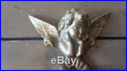 VINTAGE PAIR ANGEL CHERUB WALL SCONCES CANDLE HOLDERS 15 inches