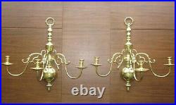 VIRGINIA METALCRAFTERS Brass Wall Sconces # 2006-C 3 Arm 23 tall 2 LARGE EXC