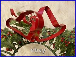 VTG 1985 Petites Choses Brass Reindeer Deer Christmas Candle Holder Wall Wreath